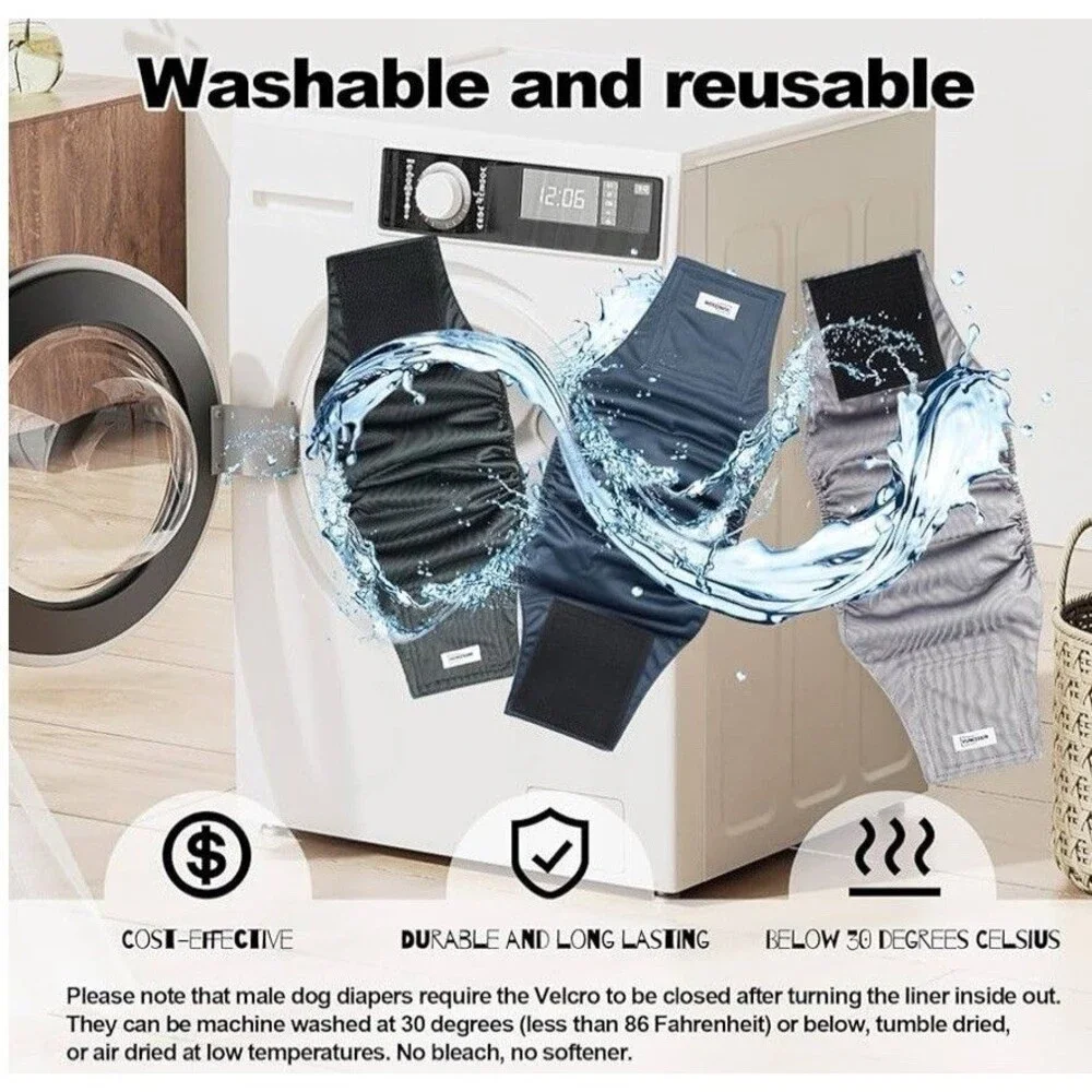 Washable Dog Diapers Male Reusable Pack of 3 High Absorbing Premium Belly BandXL
